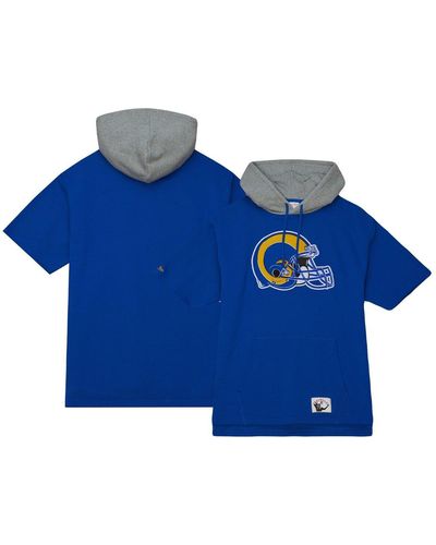Mitchell & Ness Los Angeles Rams Postgame Short Sleeve Hoodie - Blue