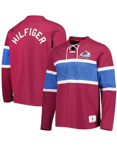 Tommy Hilfiger Colorado Avalanche Walter Lace-up Long Sleeve Top - Red