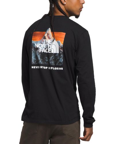 The North Face Box Nse Standard-fit Logo Graphic Long-sleeve T-shirt - Black