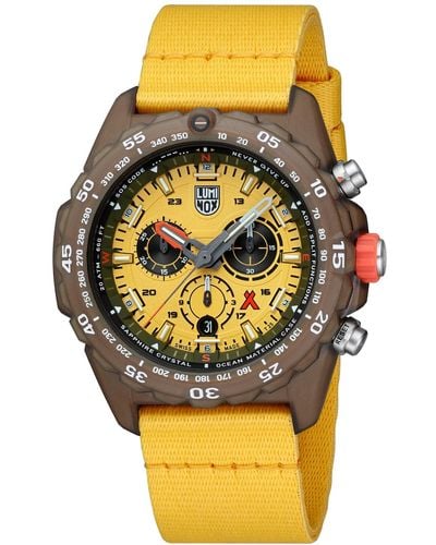Luminox Swiss Chronograph Bear Grylls Survival Eco Master Series Yellow Strap Watch 45mm - Multicolor