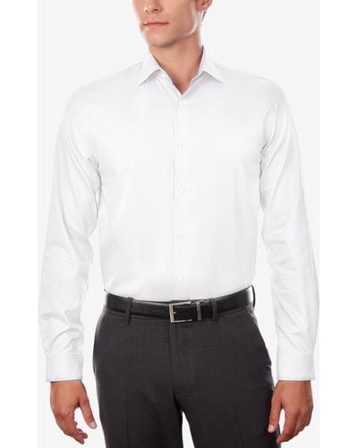 Michael Kors Men's Regular Fit Airsoft Stretch Non-iron Performance Solid Dress Shirt - White