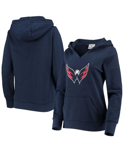 Fanatics Plus Size Washington Capitals Primary Team Logo Fleece V-neck Pullover Hoodie - Blue