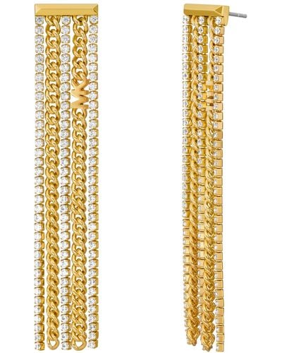 Michael Kors 14k Gold Plated Mixed Tennis Chain Drop Earrings - Metallic