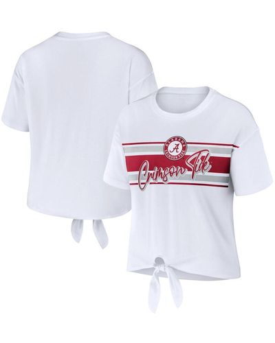 Los Angeles Rams WEAR by Erin Andrews Women's Front Tie Retro T-Shirt -  White