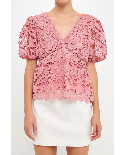 Endless Rose Crochet Lace Top - Red