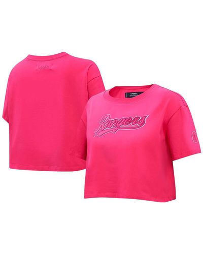 Pro Standard Texas Rangers Triple Boxy Cropped T-shirt - Pink