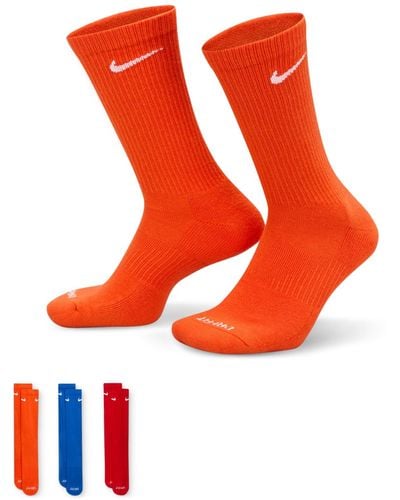 Nike Everyday Plus Cushioned Training Crew Socks 3 Pairs - Orange