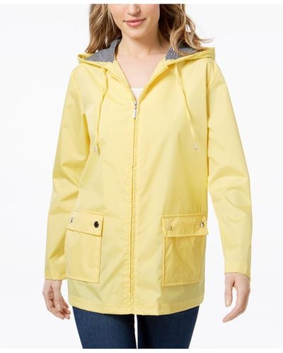 Karen Scott Hooded Rain Jacket, Created For Macy's - Yellow