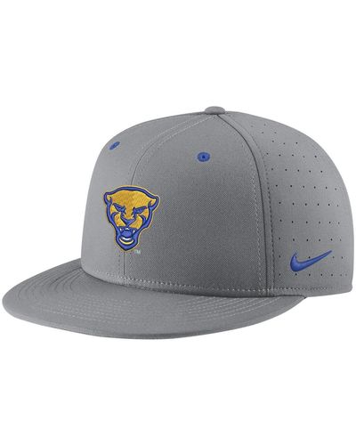 Nike Pitt Panthers Usa Side Patch True Aerobill Performance Fitted Hat - Gray
