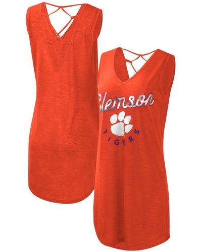 G-III 4Her by Carl Banks Clemson Tigers Game Time Burnout Cover-up V-neck Dress - Red
