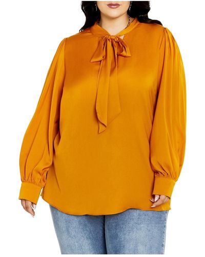 City Chic Plus Size Lucille Shirt - Orange