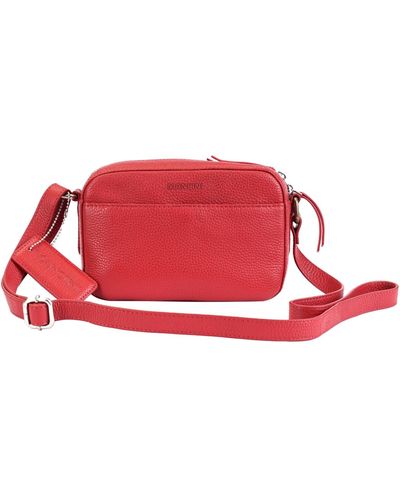 Mancini Pebbled Collection Clara Leather Small Crossbody Bag - Red