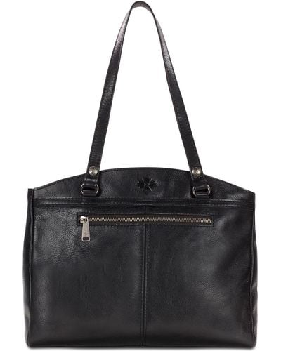 Patricia Nash Poppy Smooth Leather Shoulder Bag - Black
