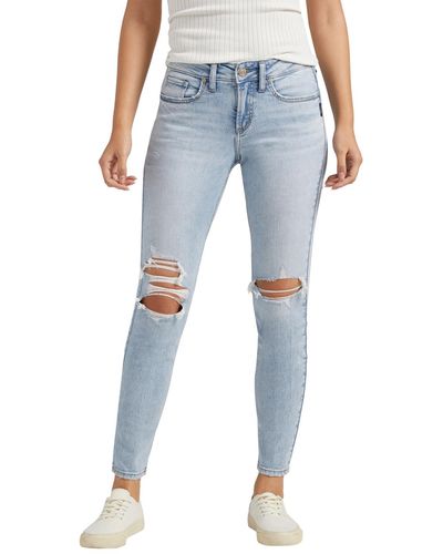 Silver Jeans Co. Suki Mid Rise Skinny Jeans - Blue