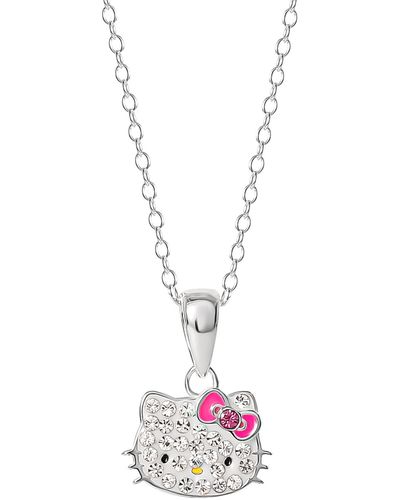 Macy's Crystal & Enamel Hello Kitty Pendant Necklace - White