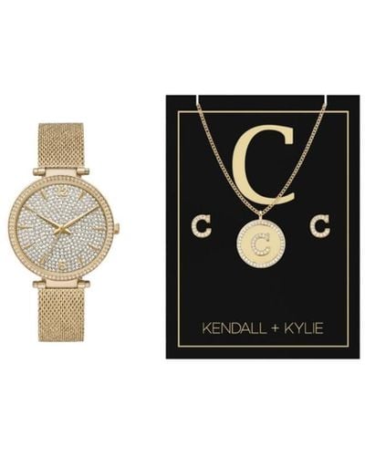 Kendall + Kylie Black/Gold Smart Watch with Interchangeable Strap, Earbud  Set and Keychain Case 