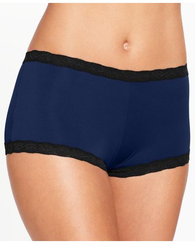 Maidenform Lace Trim Microfiber Boyshort Underwear 40760 - Blue
