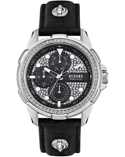 Versus 6e Arrondissement Multifunction Leather Watch 46mm - Gray