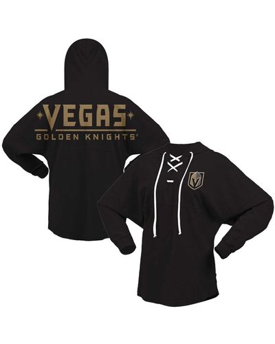 Fanatics Vegas Golden Knights Jersey Lace-up V-neck Long Sleeve Hoodie T-shirt - Black