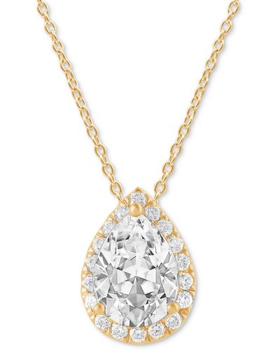 Badgley Mischka Lab Grown Diamond Pear & Round Halo 18" Pendant Necklace (1-1/5 Ct. T.w. - Metallic