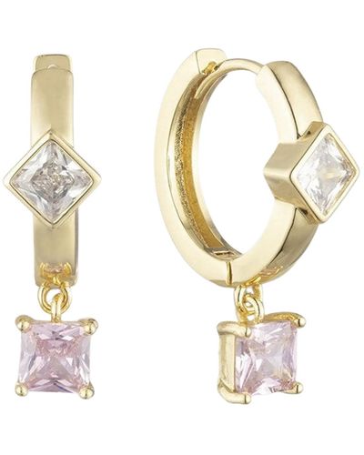 Bonheur Jewelry Giselle Crystal Hoop Drop Earrings - Metallic