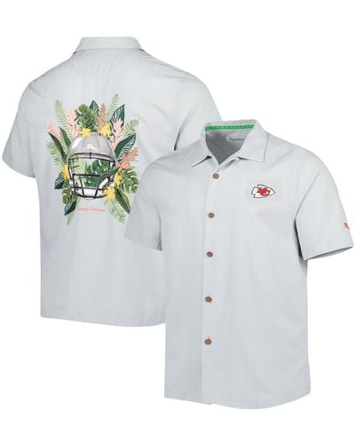 Tommy Bahama Kansas City Chiefs Coconut Point Frondly Fan Camp Islandzone Button-up Shirt - Gray