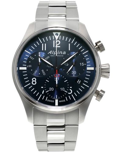 Alpina Swiss Automatic Chronograph Startimer Pilot Bracelet Watch 42mm - Metallic