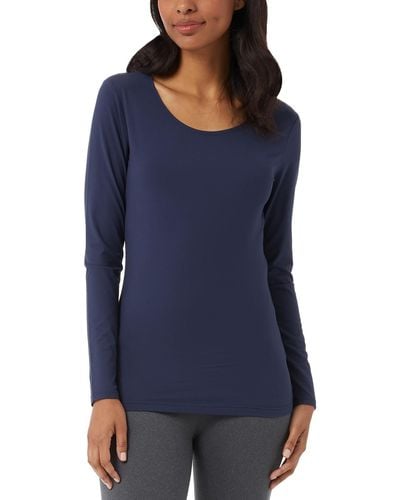 32 Degrees Scoop-neck Long-sleeve Top - Blue