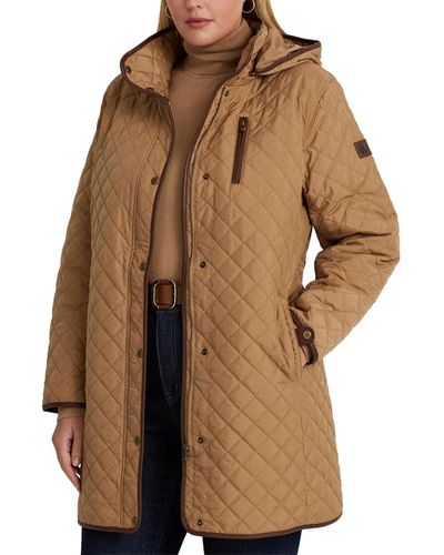 Lauren by Ralph Lauren Plus Size Quilted Coat - Brown