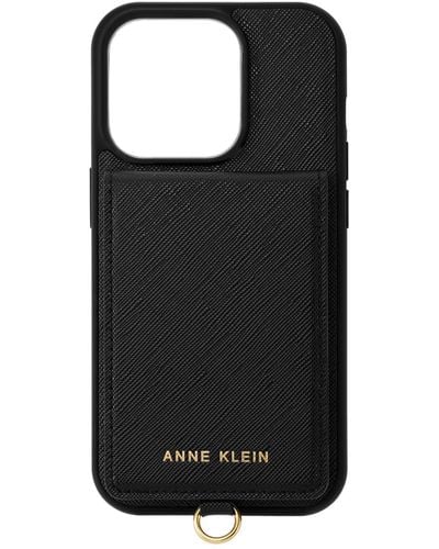 Anne Klein Saffiano Vegan Leather Apple Iphone 13 And 14 Case - Black