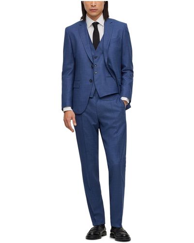BOSS Boss By Three-piece Slim-fit Suit - Blue