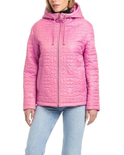 Kate Spade Signature Zip-front Water-resistant Quilted Jacket - Pink
