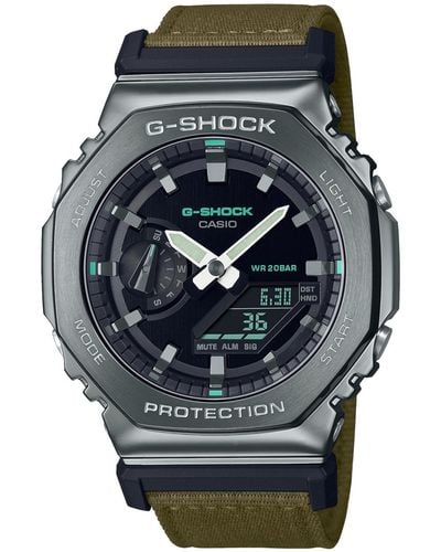 G-Shock Analog-digital Metal Cover Cloth Band Watch - Gray