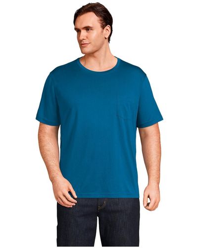 Lands' End Tall Short Sleeve Supima Tee With Pocket - Blue