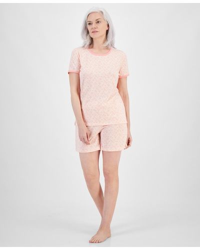 Charter Club Striped Short-sleeve Pajamas Set - Pink
