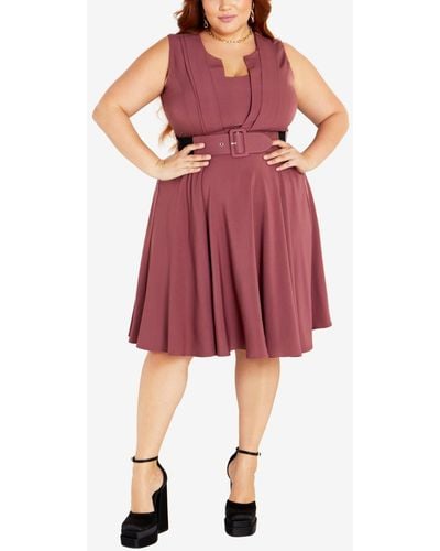 City Chic Trendy Plus Size Vintage-like Veronica Fit And Flare Dress - Red
