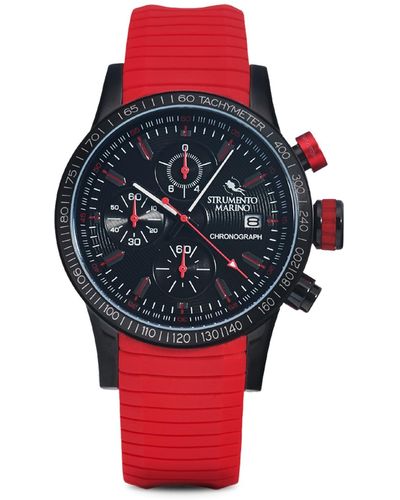 Strumento Marino Admiral Chronograph Silicone Performance Timepiece Watch 45mm - Red