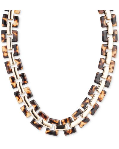 Lauren by Ralph Lauren Gold-tone Tortoise-look Link 17" Collar Necklace - Metallic