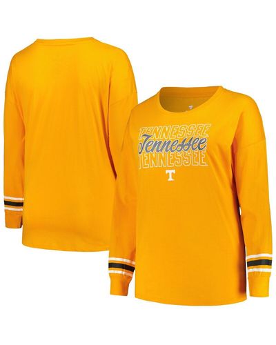 Profile Tennessee Orange Tennessee Volunteers Plus Size Triple Script Crew Neck Long Sleeve T-shirt - Yellow