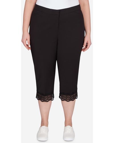 Ruby Rd. Plus Size Stretch Lace Hem Capri Pants - Black
