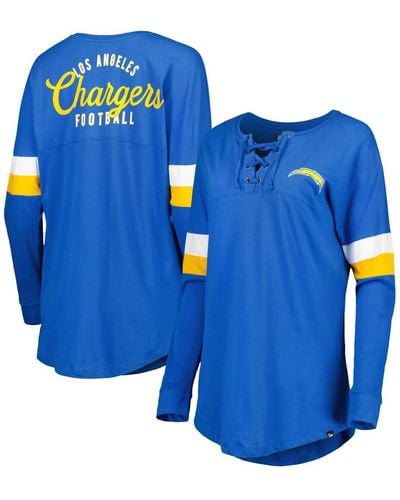 KTZ Los Angeles Chargers Athletic Varsity Lace-up Long Sleeve T-shirt - Blue