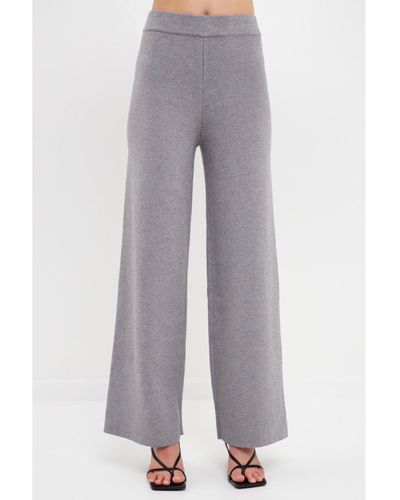 English Factory Knit Wide Pants - Gray