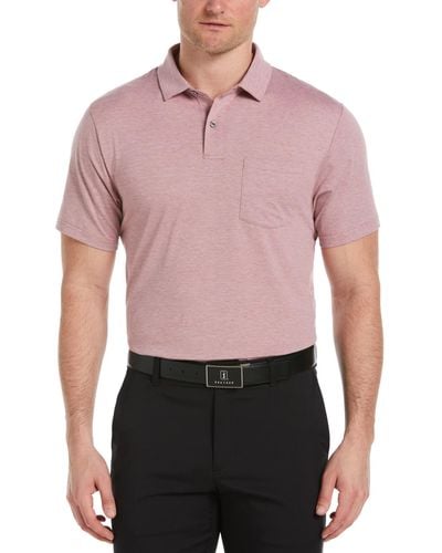 PGA TOUR Fine-knit Short-sleeve Pocket Polo Shirt - Red