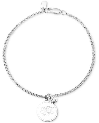 Ralph Lauren Lauren Cubic Zirconia & Logo Coin Charm Bracelet - Metallic