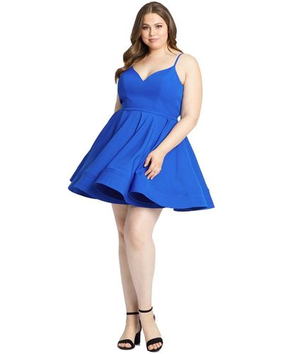Mac Duggal Plus Size Sweetheart Low Back Fit & Flare - Blue