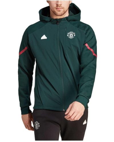 adidas Manchester United Designed For Gameday Raglan Full-zip Hoodie Jacket - Green