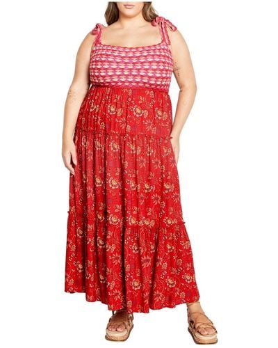 City Chic Plus Size Candice Maxi Dress - Red