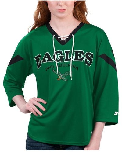 Starter Philadelphia Eagles Rally Lace-up 3/4 Sleeve T-shirt - Green