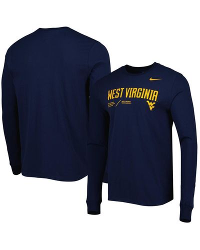 Nike West Virginia Mountaineers Team Practice Performance Long Sleeve T-shirt - Blue