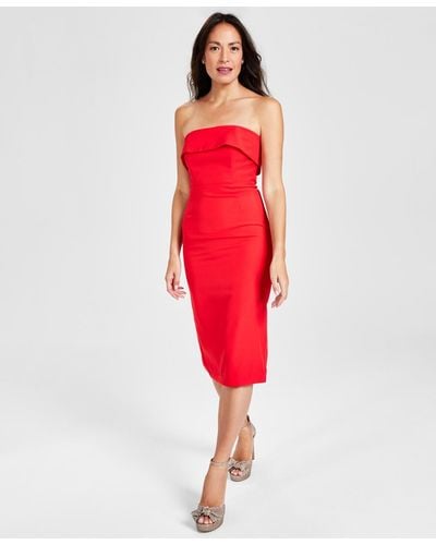 Bardot Georgia Strapless Sheath Dress - Red